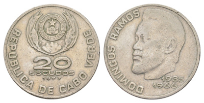 Кабо-Верде 20 эскудо 1977 KM 20 медно-никель 4653-425