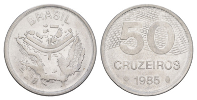 Бразилия 50 крузейро 1985 KM 594.2 нержавеющая сталь UNC 4642-1235