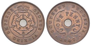 Южная Родезия 1 пенни 1947 KM 8a бронза 63-646