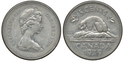 КАНАДА 5 ЦЕНТОВ 1979 БОБЕР KM 60.2 никель 72-1226