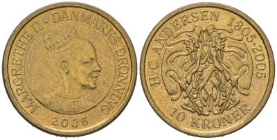 Дания 10 крон 2006 Сказка - Тень KM 903 алюминиевая бронза UNC 34-641