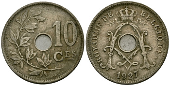 Бельгия 10 сантимов 1927 Belgique KM 85 медно-никель 4172-1032