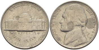 США 5 ЦЕНТОВ 1989 Р, ДЖЕФФЕРСОН KM А192 медно-никель 31-657