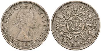 Великобритания 2 шиллинга (флорин) 1963 Елизавета II (1952-2022) KM 906, Spink 4146 медно-никель 109-713