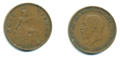Великобритания 1/2 пенни 1932 Георг V (1910-1936) KM 837, Spink 4058 бронза 4383-957