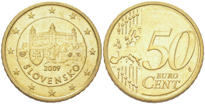Словакия 50 евроцентов 2009 KM 100 нордик UNC 4126-424