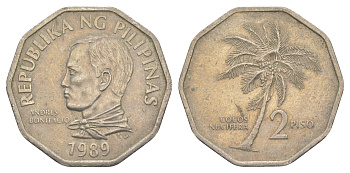 Филиппины 2 писо 1989 KM 244 медно-никель 4645-723