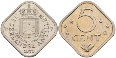 Нидерландские Антилы 5 центов 1975 Юлиана (1948-1980) KM 13 медно-никель 4595-435
