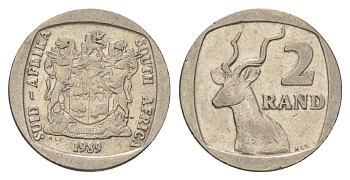 ЮАР 2 ранда 1989 KM 139 медь плакированная никелем 4626-1021