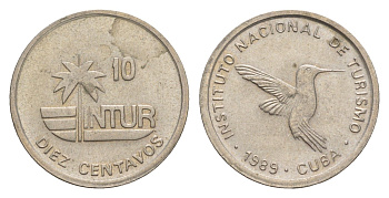 Куба 10 сентаво 1989 INTUR KM 415.2 медно-никель UNC 4644-669