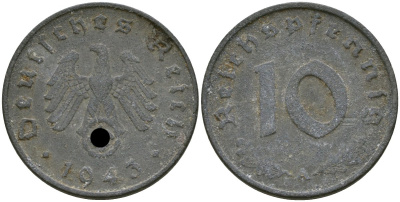 Германия 10 рейхспфеннигов 1943 A KM 101, J.371 цинк 4171-1052