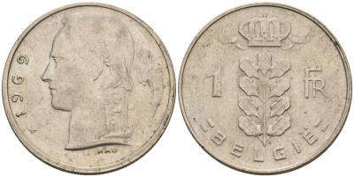 БЕЛЬГИЯ 1 ФРАНК 1969 BELGIE KM 143.1 медно-никель 4563-1257