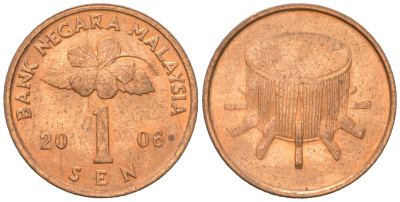 Малайзия 1 сена 2006 KM 49 сталь плакированная бронзой UNC 4617-1228