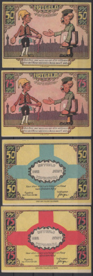 Папенбург полный набор из 2 нотгельдов (50 и 75 пфеннигов) 1921 Grabowski 1044.1 бумага UNC (пресс) 7556-7-4-1