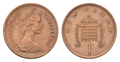 Великобритания 1 пенни 1974 Елизавета II (1952-2022) KM 915, Spink 4237 бронза 4627-646