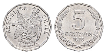 Чили 5 сентаво 1976 KM 204a алюминий aUNC 4649-819