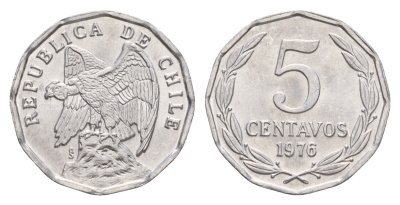 Чили 5 сентаво 1976 KM 204a алюминий aUNC 4649-819