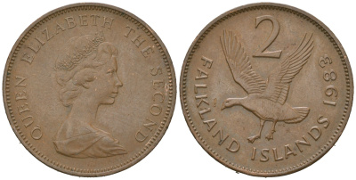 Фолклендские острова (Фолкленды) 2 пенни 1983 KM 3 бронза 4620-116