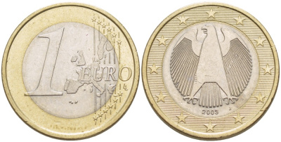 ФРГ 1 евро 2003 J KM 213 биметалл 4543-457