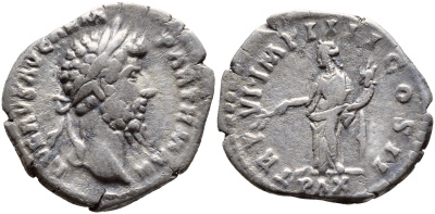 Римская Империя денарий 166 Луций Вер, L VERVS AVG ARM PARTH MAX Рим RIC 126 серебро 270-233