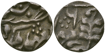 Индия, Джайпур (Jaipur) 1/8 рупии 1884 год 5, королева Виктория и MADHO SINGH II (1880-1922) KM 137 (Y10) серебро 00-00