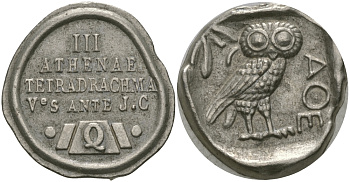 ЕВРОПА ЖЕТОН ND С ИЗОБРАЖЕНИЕМ АФИНСКОЙ ТЕТРАДРАХМЫ белый металл 65-514