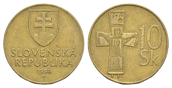 Словакия 10 крон 1994  KM 11.1 латунь    4660-124