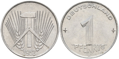 ГДР 1 пфенниг 1952 A KM 5 алюминий 4151-1235