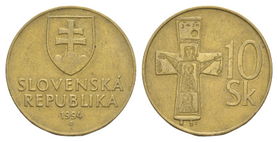 Словакия 10 крон 1994  KM 11.1 латунь    4660-124