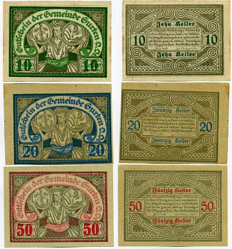 Австрия, Гуртен набор из 3 банкнот 10, 20, 50 геллеров 1920 31 октября 1920, нотгельд, община в земле ВЕРХНЯЯ Австрия   бумага  аUNC  000-00-00