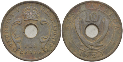 Британская Восточная Африка 10 центов 1925 Георг V (1910-1936) KM 19 бронза 97-124