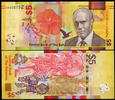 Багамские острова 5 долларов 2020 сэр Сесил Вилладж-Уитфилд Pick NEW бумага UNC (пресс) 447-64-3