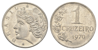 Бразилия 1 крузейро 1970 год-тип KM 581 никель 4663-542