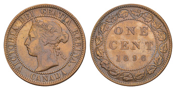 Канада 1 цент 1896 Виктория (1837-1901) KM 7 бронза 4637-131