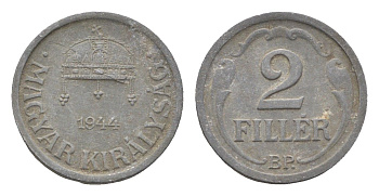 Венгрия 2 филлера 1944 BP KM 519 цинк 4665-565