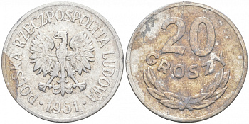 Польша 20 грошей 1961 MW KM А47, Parchimowicz 208b алюминий 4516-317