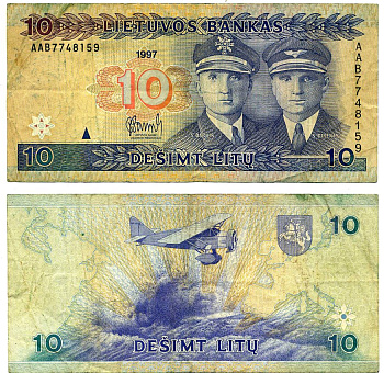 Литва 10 литов 1997 Pick 59, Сергеев 59 бумага 2197-44-2-2