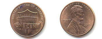 США 1 ЦЕНТ 2010 ЛИНКОЛЬН, ЩИТ KM 469 цинк плакированный медью 86-356