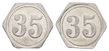 Германия жетон в 35 пфеннигов для приобретения "стакана пива" ND размер 21,5x21,5 мм, вес 0,97 гр алюминий UNC 4638-932