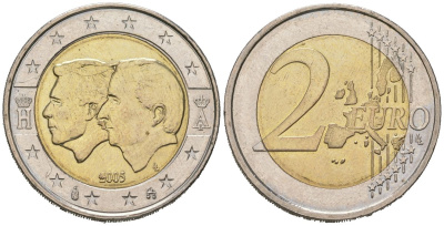 Бельгия 2 евро 2005 Бельгийско-Люксембургский экономический союз KM 240 биметалл aUNC 3334-713