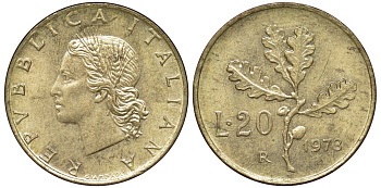 Италия 20 лир 1973 R KM 4561-851
