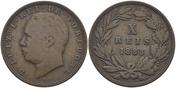 ПОРТУГАЛИЯ 10 РЕЙС 1883 ЛУИЦ I KM 526 бронза 93-924