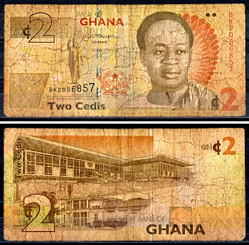 Гана 2 седи 2014 Pick 37 Ac бумага 7147-35-3-2