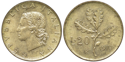 Италия 20 лир 1973 R KM 4561-851