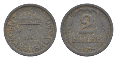 Венгрия 2 филлера 1943 KM 519 цинк 4618-1146