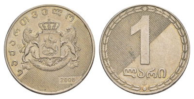 Грузия 1 лари 2006 KM 90 медно-никель 4633-152