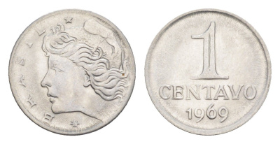 Бразилия 1 сентаво 1969 KM 575.2 нержавеющая сталь UNC 4644-412