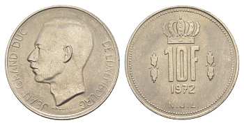 Люксембург 10 франков 1972 Герцог Жан (1964-1999) KM 57 никель 4641-1054