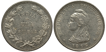 Португальская Индия 1 рупия 1912/1 KM 18 серебро 00-803-20