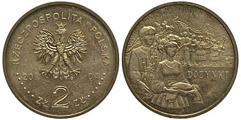 Польша 2 злотых 2004 MW, серия ритуалы Польши, праздник урожая KM 507 нордик 114-122